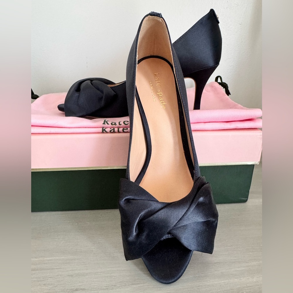 Kate Spade Crawford Peep-Toe Bow Pump in Blazer Blue with Sleek Design